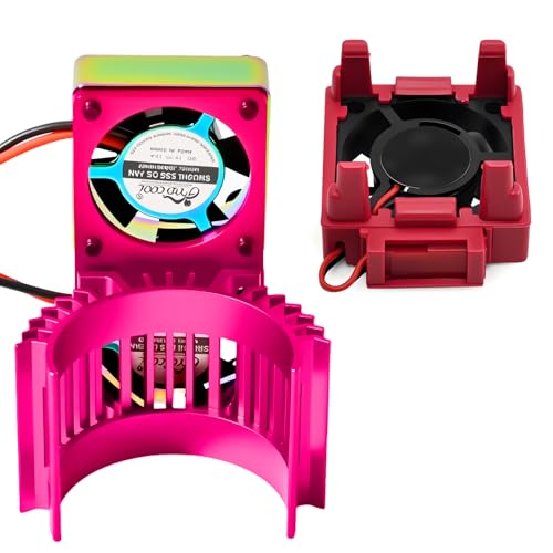 VXL-3s ESC Cooling Fan and Motor Cooling Fan 28000 RPM Dual Fan Set for 1/10 Traxxas Slash 4x4 Stampede 4x4 Rustler 4x4 VXL Hoss 4×4 Velineon VXL 3s Heat Sink Replace #3340, Purple & Red - style: SRQ-Purple Red