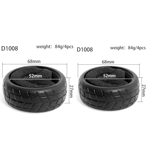 8pcs 1/10 RC Drift Tires 65 * 26mm for On Road Racing Car Drift RC Touring Car (Style C) - style: style C