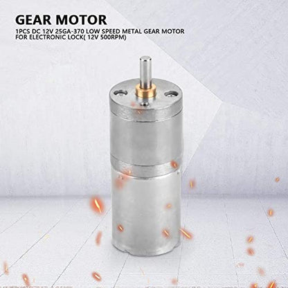 25GA-370 DC 12V Micro Motor Speed Reduction Geared Motor Electric Motor for Electronic Lock DIY RC Toys 3.5 W (500RPM) - size: 500RPM