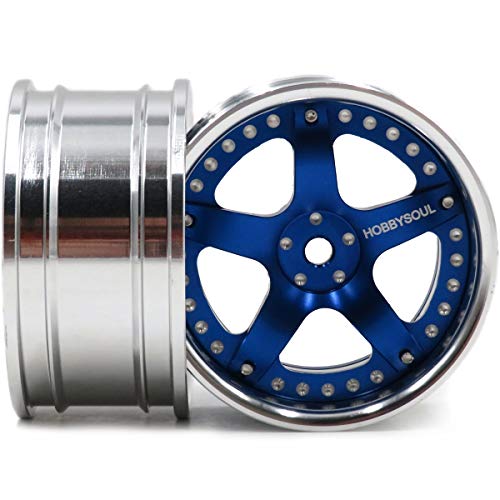 2pcs RC 1/10 Aluminum Wheel Rims Hex 12mm Adjustable Offset Silver & Blue Color Fit 1:10 RC On Road Drift Touring Car Tires - color: Silver & Blue