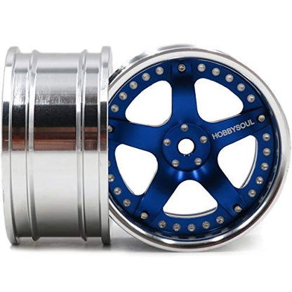 2pcs RC 1/10 Aluminum Wheel Rims Hex 12mm Adjustable Offset Silver & Blue Color Fit 1:10 RC On Road Drift Touring Car Tires - color: Silver & Blue
