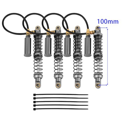100mm Desert Lizard Piggyback Adjustable RC Shock Absorber Damper for 1/10 RC Crawler Axial SCX10 90046 AXI231017 D90 TRX4 TRX6 Metal Upgrade (gray) - color: gray
