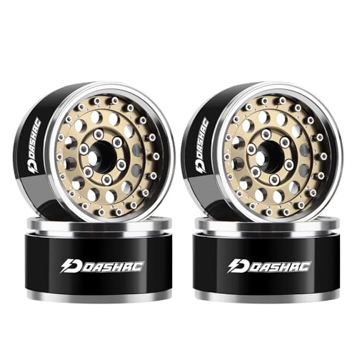 RC 1.9" Beadlock Wheels with Adjustable Offset for TRX4 SCX10 | Aluminum Alloy, Adjustable Negative Offset, 12mm Hex, Fits GEN7 GEN8 VS4-10 RC4WD & D90 1/10 RC Crawlers - color: Desert Gold