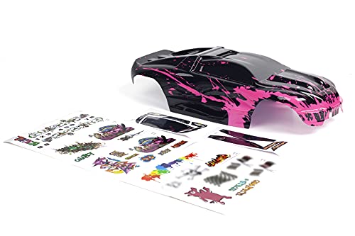 SummitLink Custom Body Muddy Hot Pink Over Black Style Compatible for E-Revo 1/10 Scale RC Car or Truck (Truck not Included) ER-HP-01