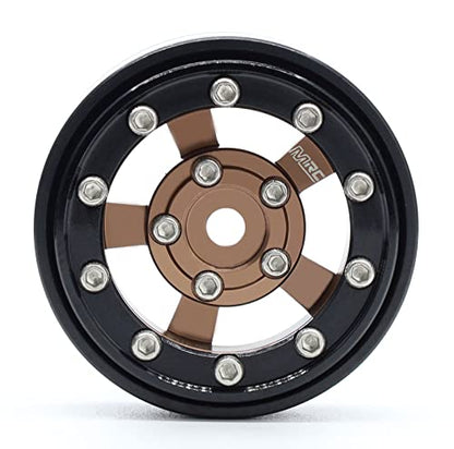 MRC 1.0 Beadlock Wheel 4PCs CNC Aluminum Wheels Rims Upgrade for 1/24 RC Crawler Car Axial SCX24 C10 Jeep Betty (Bronze-Black) - color: Bronze-Black