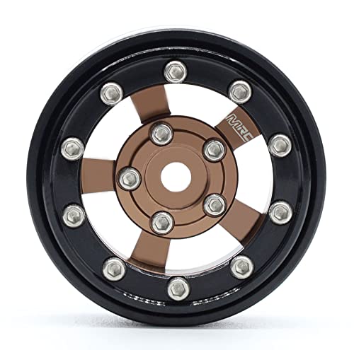 MRC 1.0 Beadlock Wheel 4PCs CNC Aluminum Wheels Rims Upgrade for 1/24 RC Crawler Car Axial SCX24 C10 Jeep Betty (Bronze-Black) - color: Bronze-Black