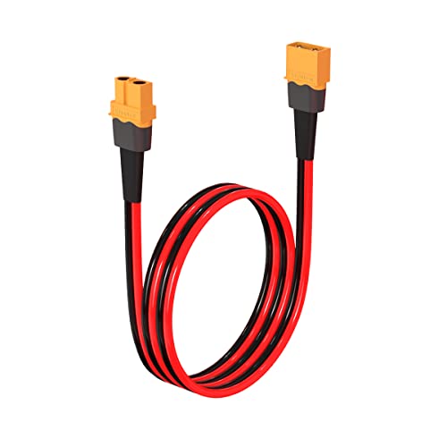 10AWG 2FT XT60 Extension Cable 2 6 10 20 35 50 75 100FT XT60 Female to Male Connector for RC Battery Portable Power Station Solar Panel(2FT) | XT60 connector cable with stranded tinned copper wire for battery charging, power distribution, and equipment co