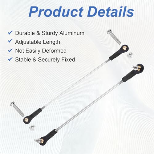 MECCANIXITY 2Pcs Adjustable Turnbuckles Camber Link 154-164mm Turnbuckle | Rod Steering Servo Linkage, with M3 Ball Head Rod Ends, for RC Car Replace Parts - size: 154-164mm