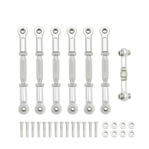RC Links Linkage for Traxxas for Slash 4X4/2WD 1/10 rc Cars Upgrade Parts 1 Set 7 Pcs Metal Turnbuckle Camber Link End Adjustable Kit(Silver) - color: Silver