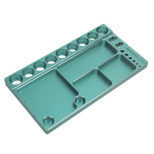 RC Screwdriver Tool Storage Rack, Aluminum Alloy Magnetic RC Socket Screws Tray Organizer, Prevent Slip Tool Holder with 4 Magnetic Pads for 1/8 1/10 1/12 RC Car, Airplane, Helicop (Green) - color: Green