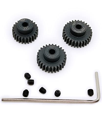 48P Pinion Gear Set 25T 27T 29T with Screwdriver for 1/10 RC Motor | Hardened Metal,High Strength,Wear Resistant 48P Pinion Gear Set for Traxxas Arrma HSP HPI AXIAL Tamiya Losi - size: 25T/27T/29T
