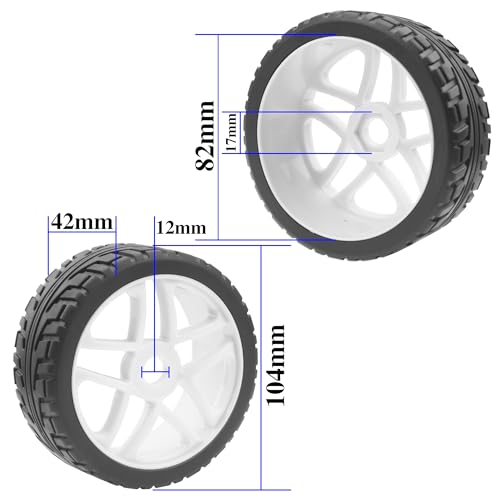 ShareGoo OD 4.09" Rubber 1/8 RC Buggy Tires and 17mm Hex Wheels Rim Compatible with Arrma Typhon Kyosho Losi VRX Redcat HSP HPI 1/8 Scale RC Off Road Buggy (White) - color: White