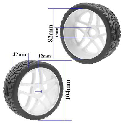 ShareGoo OD 4.09" Rubber 1/8 RC Buggy Tires and 17mm Hex Wheels Rim Compatible with Arrma Typhon Kyosho Losi VRX Redcat HSP HPI 1/8 Scale RC Off Road Buggy (White) - color: White