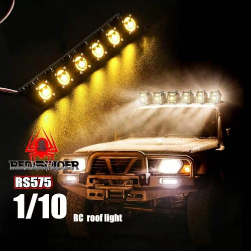 1/10 Scale RC Crawler Roof Light Bar,6 LEDs Spotlight, Bright Yellow Metal Lamp Kit for Axial SCX10 Traxxas TRX4 TRX6 D90 Redcat Gen8 RC Truck Off-Road Upgrades (Smiling face)