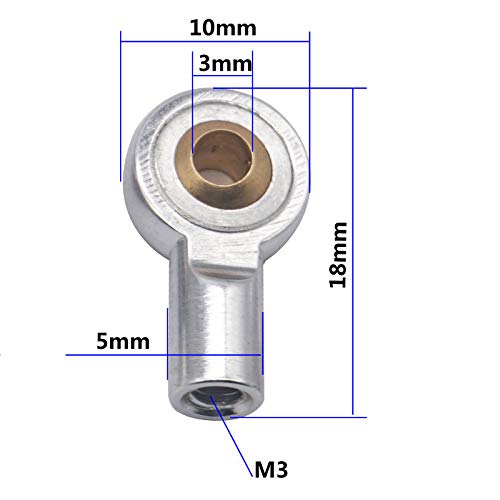 10Pack Vgoohobby Aluminum M3 Link Rod Tie Rod End Ball Head Joint Holder Compatible with Axial Redcat HSP Traxxas HPI 1/10 RC Car Truck DIY Robot Boat Airplane (18mm)