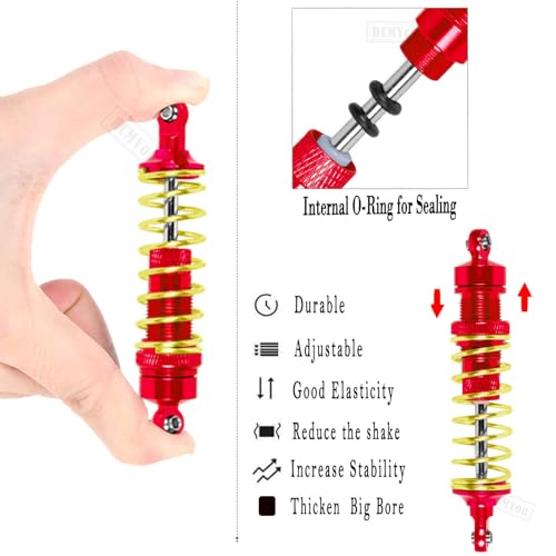 Upgrades Part for 1/10 Slash 4x4 VXL,Alloy Suspension Arm,Shock Absorber,Caster Block,Steering Blocks,Stub Axle Carriers,Steering Bellcranks,Shock Tower,Body Mounts,Drive Shaft,Links,Red - color: Red - (1 Set)