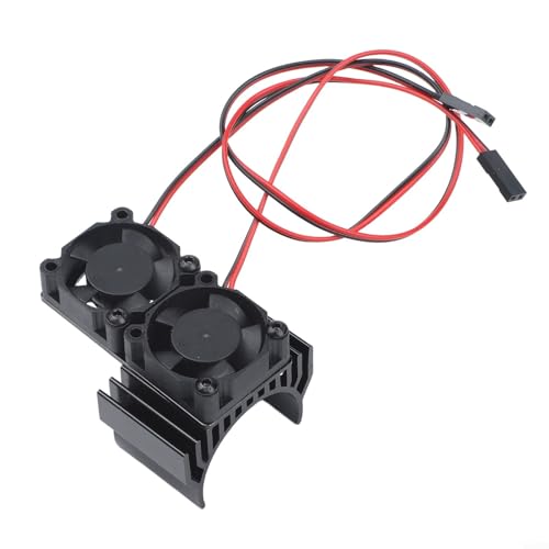 Aluminum RC Motor Heat Sink with Dual 30mm Cooling Fans 1: 10 Cars Compatible Having 540 550 Brushed 3650 3660 Brushless Motors Red(Black) - color: Black