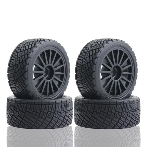 Lifehead 67mm RC On-Road Rally Car Tires and Wheels for 1/10 RC On-Road Touring Drift Car HSP Tamiya XV01 TT01 TT02B HPI Kyosho FAZER MK2 /12mm Hex - color: Black B