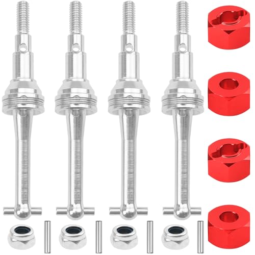 ShareGoo Steel CVD Drive Shaft Dogbone w/Hex Wheel Hubs Hex Adapter Compatible with MJX Hyper Go 14301 14302 1/14 RC Car (Silver) - color: Silver