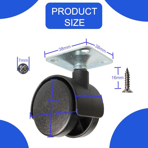1.5 Inch Caster Wheels Replacement Universal Small Swivel Rollers for Furniture Filing Cabinet Desk Table Drawer Cart Box Shelf, 4 Pack 360 Degree Rolling Top Mounted Screw in Plate Castors - style: 1.5 Inches Plate Casters