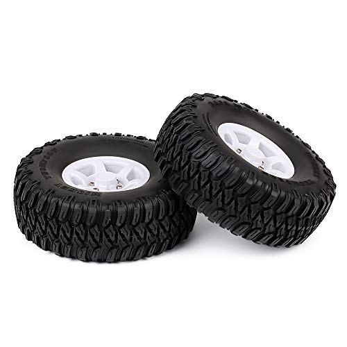 4PCS 1.55inch RC Tires Plastic Beadlock Rims RC Wheel Set Compatible with 1:10 RC Crawler Axial AX90069 D90 TF2 Tamiya CC01 LC70 MST JIMNY (White) - color: 95mm-white