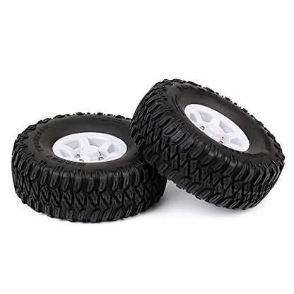 4PCS 1.55inch RC Tires Plastic Beadlock Rims RC Wheel Set Compatible with 1:10 RC Crawler Axial AX90069 D90 TF2 Tamiya CC01 LC70 MST JIMNY (White) - color: 95mm-white