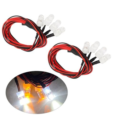 4 LED Universal RC Car Lights Durable Silicone Headlights Taillight Kit for, White/Yellow, 2pcs