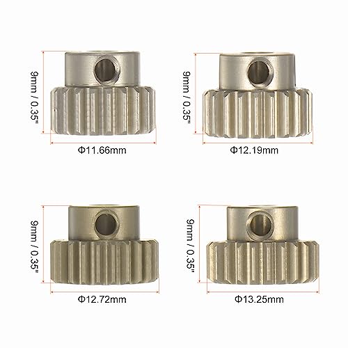 HARFINGTON 48P Hardened Pinion Motor Gear Set 4pcs 20T 21T 22T 23T Fit 1/8 inch RC Motor Shaft 48 Pitch 7075 Aluminum Gears for RC Car, with Hex Key - style: 20T 21T 22T 23T