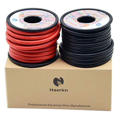 Haerkn 10 awg Silicone Electrical Wire Cables 2 Colors 25ft Each Spool | 10 Gauge 600V Soft and Flexible Hook Up Oxygen Free Stranded Tinned Copper Wire Model Battery Cable - style: 10AWG/5.2mm²