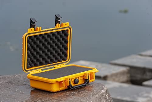 MEIJIA Portable All Weather Waterproof Protective Hard Case, Small Camera Case,Dry Case with Customizable Foam,Fit Use of Drones, Camera,Equipments, 11.65 ”x8.35”x3.78” - color: Yellow