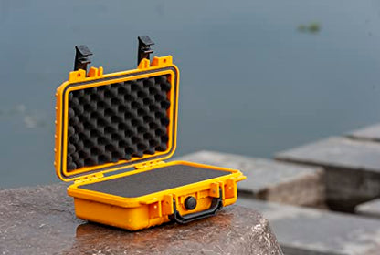 MEIJIA Portable All Weather Waterproof Protective Hard Case, Small Camera Case,Dry Case with Customizable Foam,Fit Use of Drones, Camera,Equipments, 11.65 ”x8.35”x3.78” - color: Yellow