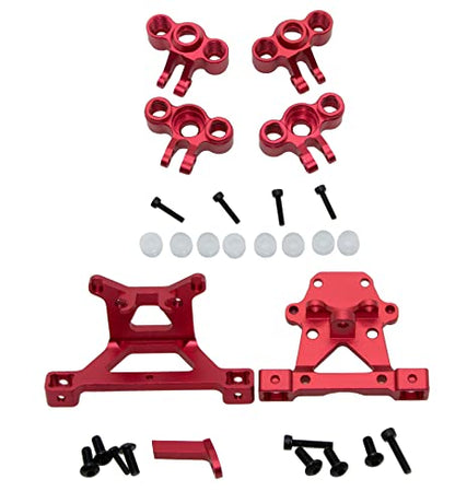 Upgrade Compatible with Traxxas 1/16 E-REVO Mini Slash Rc Car Body Post Mount & Skid Plate & Axle Carriers Knuckle Arm & Suspension Rocker Arms & Steering Full Set Aluminum Alloy Parts(Red) - color: Red