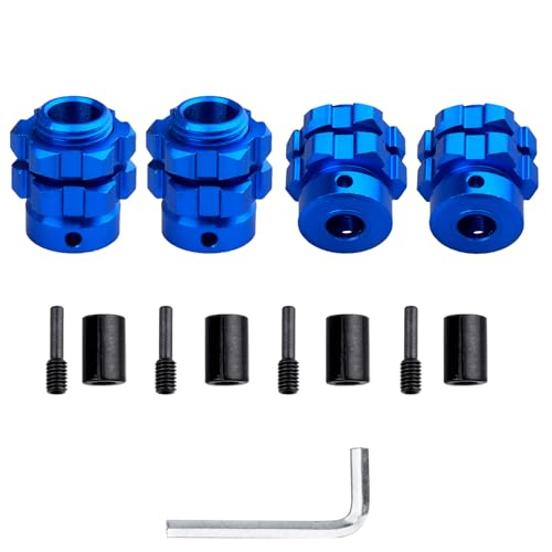 Aluminum 17mm Splined Wheel Hubs/Nuts 17mm Hex Spacers Extensions Adapters for 1/10 Traxxas Summit Losi Baja Rey, Set of 4 (Navy Blue) - color: Navy Blue