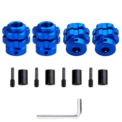 Aluminum 17mm Splined Wheel Hubs/Nuts 17mm Hex Spacers Extensions Adapters for 1/10 Traxxas Summit Losi Baja Rey, Set of 4 (Navy Blue) - color: Navy Blue