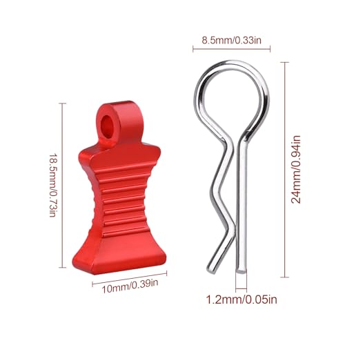 RC Body Clips Pins with Metal Aluminum Pull Tabs 1.2mm Rod for All 1/10 1/12 Scale Redcat HPI Himoto HSP Exceed RC Car Truck Buggy Shell Replacement Parts (Red) - color: Red