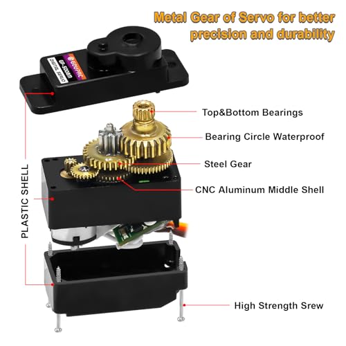 GOUPRC 12G RC Digital Micro Servo of Metal Steel Gear with Servo Mount Bracket & 25T Servo Horn for SCX24 Servo RC Car Upgrade Parts - color: Purple