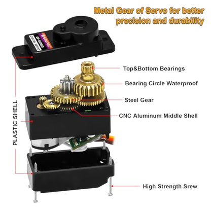 GOUPRC 12G RC Digital Micro Servo of Metal Steel Gear with Servo Mount Bracket & 25T Servo Horn for SCX24 Servo RC Car Upgrade Parts - color: Purple