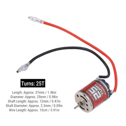 Keenso RC Brushed Motor, 25T High Speed Strong Magnetic Force 2.3mm Shaft Stainless Steel Replacement for Tamiya, Losi,