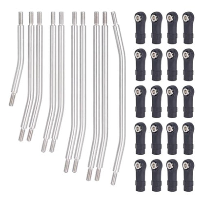 RC Car Upgrade Parts for Axial for SCX10 II 90046 1/10 RC Car Upgrade Parts Stainless Steel 10Pcs Links Rod Set with Ball End 313/324mm Wheelbase - size: 324mm