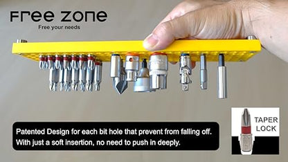 Free Zone Bit Organizer Set, 158-Hole 1/4" Hex Bit Toolbox Storage | Red; drive bit adapter & 1/2", 3/8", 1/4" socket holder compatible; anti-drop design; tools not included - color: Red