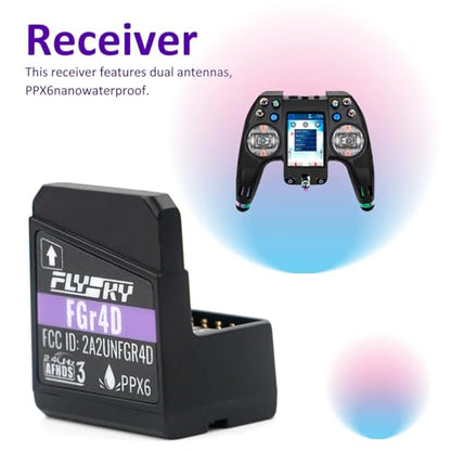 HTLNUZD Flysky FGr4D Receiver 4CH 2.4G Built-in Dual-Antenna PWM/PPM/i-BUS2/S. Bus/i-Bus Output for FS Noble NB4 PL18 EL18 RC Transmitter