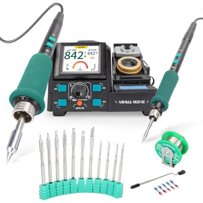 YIHUA 982D SE 200W Micro Soldering Kit with Precision Soldering Iron Station with 11 Soldering Tips, Lead-Free Solder, Auto Temperature Calibration Function