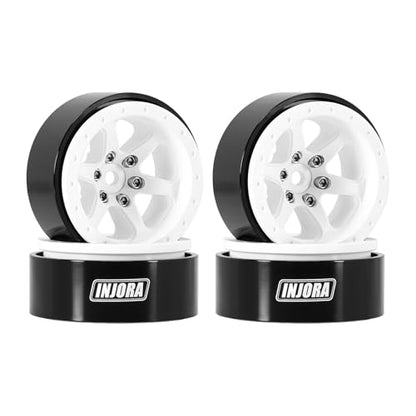INJORA 1.3 Aluminium Beadlock Wheel Rims - Negative Offset -4.05mm for TRX4M SCX24 Upgrade 1/24 1/18 RC Crawler Car(White) - color: White