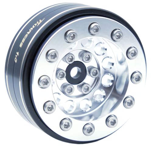 1.3 Beadlock Wheels & Brass Ring Weight 46.5g Adjustable Offset-3mm 1.3 Wheels Hex 7mm for 1/18 1/24 RC Crawlers Upgrade 4Pc YK (Silver) - color: Silver