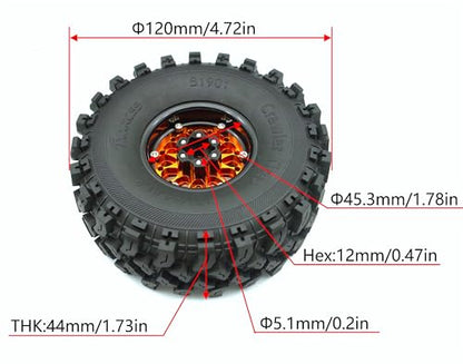 RC 1.9 Beadlock Wheels Negative Offsets 8mm and Tires for 1/10 SCX10 SCX10 SCX10 Pro TRX4 TRX6 Gen7/8 RC Crawler Remote Control Car Upgrades Aluminum 1.9 Wheel Rims (Orange Black) DK - color: Orange Black