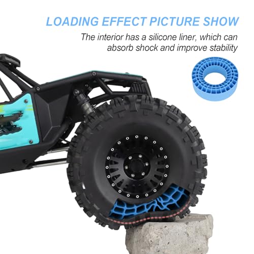 HobbyPark 2.2" Silicone Tire Inserts Soft, Fits 132-134mm 5.25" OD Crawler Tires, Replaces Foam Inserts, 4‑Pack, Waterproof, Good Traction & Sidewall Support for 1/10 RC Crawlers, 125×45mm (Blue) - color: Blue