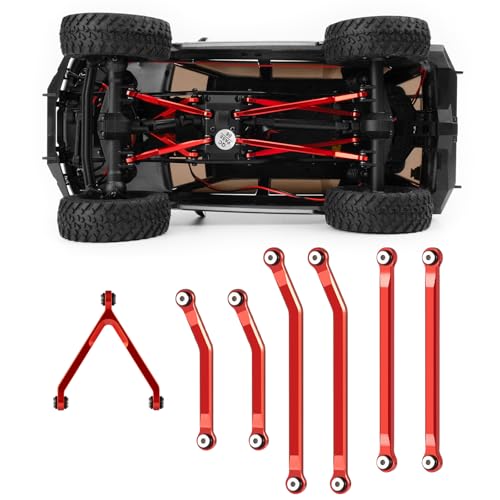 RCHUBAM 7Pcs RC Chassis Links High Clearance Aluminum Links Set Compatible with Axial SCX24 1/24 GX 470 RC Crawler Upgrade Accessory (Red) | Aluminum Chassis Link Kit, RC Crawler Upgrade Parts,2 Color-Black/Red - style: Red