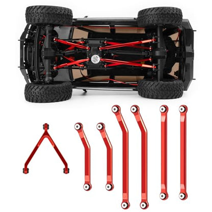 RCHUBAM 7Pcs RC Chassis Links High Clearance Aluminum Links Set Compatible with Axial SCX24 1/24 GX 470 RC Crawler Upgrade Accessory (Red) | Aluminum Chassis Link Kit, RC Crawler Upgrade Parts,2 Color-Black/Red - style: Red