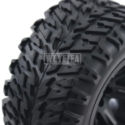 4PCS RC Truck Tires Set 12mm Hex Hub Plastic Wheel Rim Compatible with 1/12 LOSI LMT 4WD Solid Axle Monster Truck 1/12 1/14 1/16 TRAXXA,REDCAT RC Racing Truck - color: Black 1