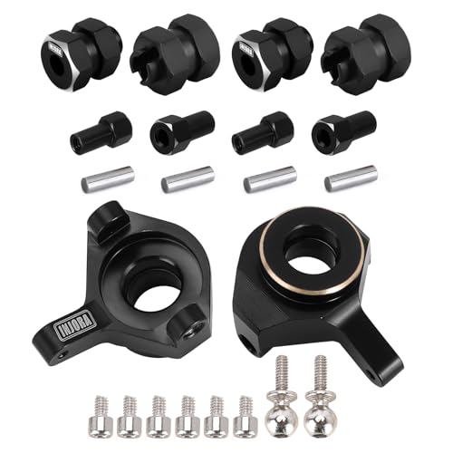 INJORA RC Brass Steering Knuckle and Black Hex Extension kit for Axial Scx24 Upgrades AXI90081 Upgrades Parts 1/24 RC Crawler Car Accessories